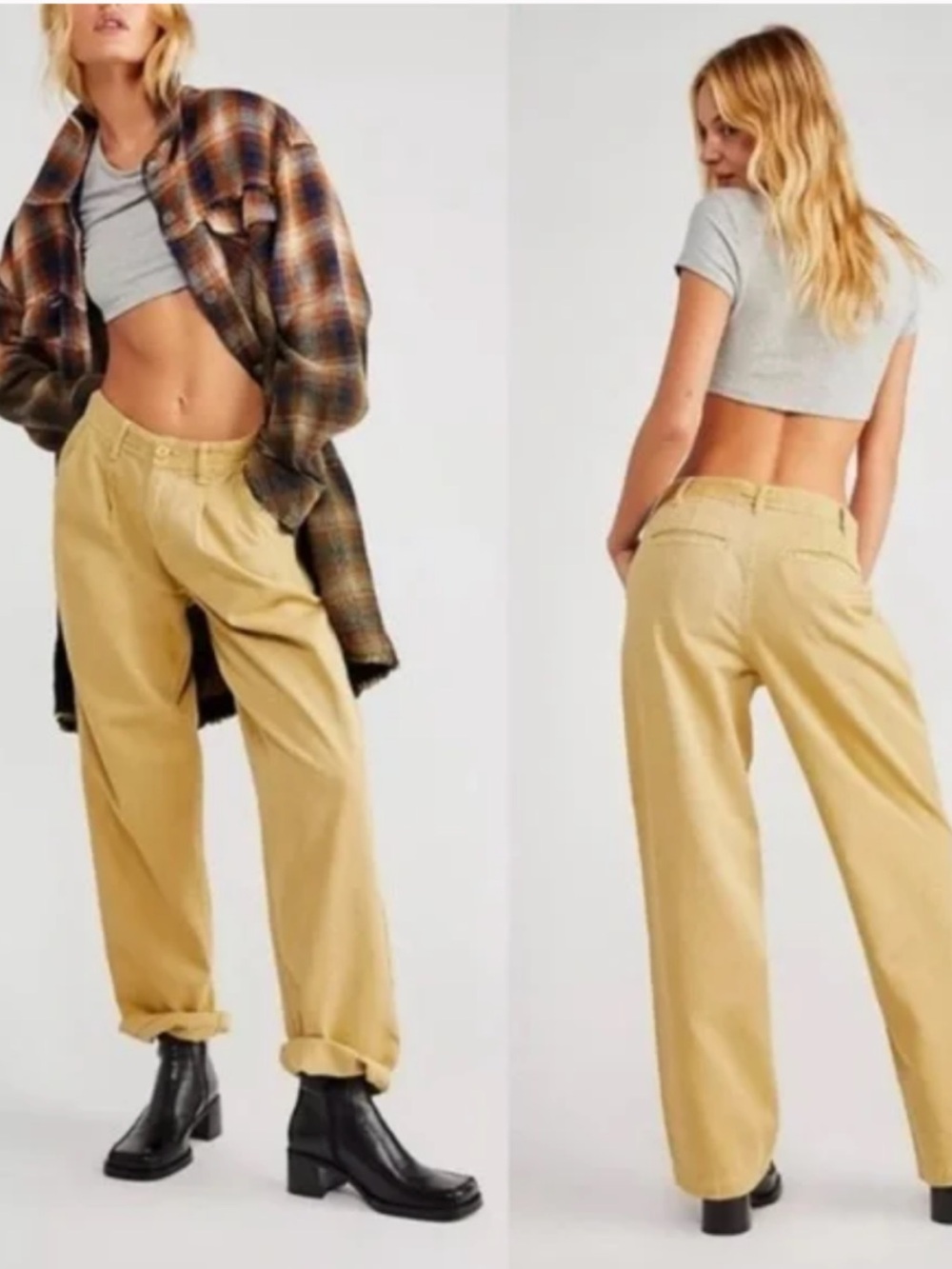 Free People Cya Later Sun Washed Golden Tan Relaxed  Chino Pants NWOT Multiple